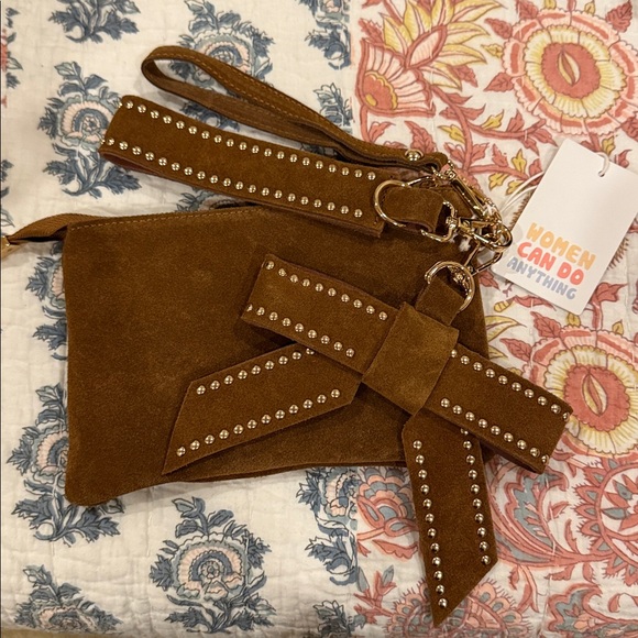 ISABELLA FIORE Morgan Embroidered Butterfly Boho Beaded Bag + Suede Wristlet - Picture 15 of 15